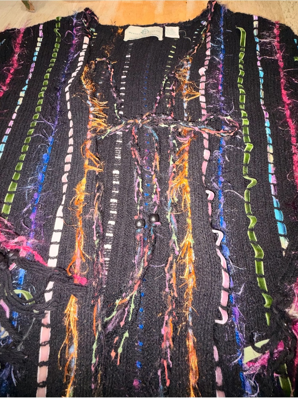 Women’s vintage multi textured ribbon cardigan size XL